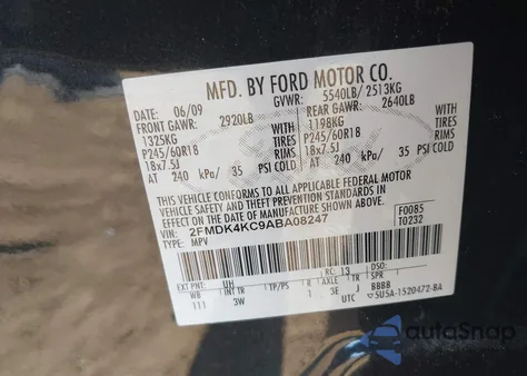 2010 Ford Edge Limited из США, поврежденный, VIN 2FMDK4KC9ABA08247